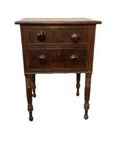 Antique Primitive Pine Single-Drawer Work Table with Lower Shelf, Chippy Aqua Paint — listing 2