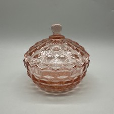 Vintage Pink Depression Glass Daisy & Button Rectangular Handled Relish/Butter Dish (6 in x 1 in) — listing 3