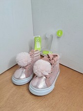 Girls' Pink Crochet Lace High-Top Sneaker Boots with Metallic Cap Toe