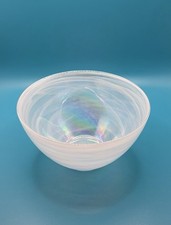 Iridescent Frosted Art Glass Bowl with White Swirl Base — listing 5