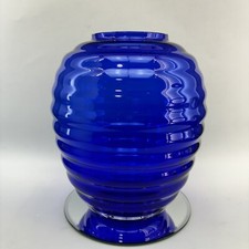 Cobalt Blue Glass Figural Beehive Covered Candy Dish / Honey Jar with Bee Finial — listing 4