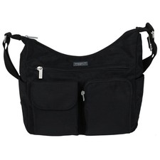 Small Black Nylon Crossbody Utility Pouch with Red/Black Stripe and Red Lining Yes - there is a printed label inside — listing 4