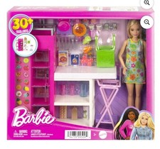 Barbie Doll House Furniture Lot - Kitchen, Refrigerator, Pool, Hutch & 2 Dolls — listing 5