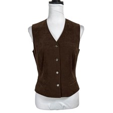 Talbots Brown Open-Front Suede Vest