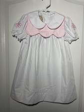 The Beaufort Bonnet Company Baby Girl Peter Pan Collar Dress, Blue Bow & Rose Floral Print, Size 1-3M — listing 5