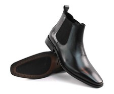 Men's Black Leather Slip-On Dress Loafers with Square Toe — listing 2