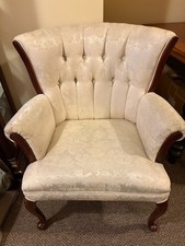Pair of Mauve Velvet Queen Anne Wingback Chairs — listing 2