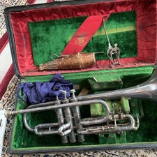 Antique Silver-Plated Cornet with Top-Action Piston Valves — listing 6