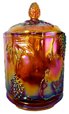 Indiana Glass Carnival Glass Harvest Grape Pattern Covered Canister Jar — listing 6