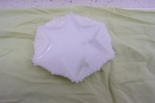 Antique Victorian Milk Glass 6-Point Star Trinket Dish with Beaded Fleur-de-Lis Border — listing 2