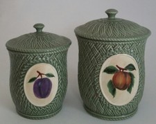 Noble Excellence by Taylor 3-Piece Ceramic Kitchen Canister Set, Red/Brown Jacobean Floral Pattern — listing 6