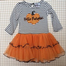 Counting Daisies Girls Halloween Pumpkin Dress with Sequin Skirt, Size 4/5 — listing 4
