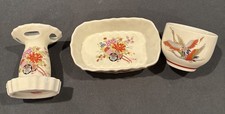 Vintage Hand-Painted Porcelain 4-Piece Vanity Dresser Set with Roses, Made in Japan — listing 2
