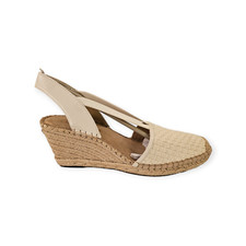 Anne Klein AK iflex Tan Quilted Leather Espadrille Flats with Gold Chain, Women's 6.5, listing 3