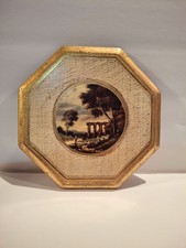 Vintage Florentine Wood Wall Plaque with Old Master Print, Made in Italy — listing 2