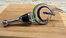 Hand-Blown Glass Wine Bottle Stoppers with Cork Bases, Set of 2 — listing 5