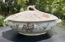 Antique New Wharf Pottery Ironstone Oval Serving Platter with Pink Floral Transfer — listing 2