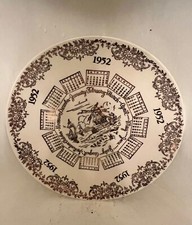 1952 Ceramic Calendar Plate with Brown Transferware Decoration — listing 5