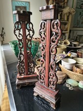Antique Chinese Carved Wood Frame Wall Mirror with Figural Relief Panel 50x32in — listing 3