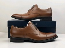 Cole Haan Men's Brown Leather Cap-Toe Oxford Dress Shoes, Made in USA