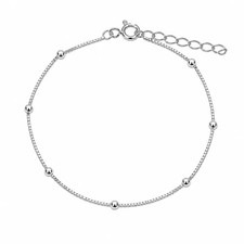 Sterling Silver 925 Beaded Fringe Bracelet & Earrings Set, 7" Bracelet with Matching Stud Drop Earrings — listing 4