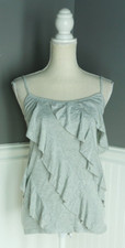 AB Studio Purple and Black Tiered Ruffle Front Top, Size Large