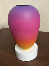 Vintage Purple/Lavender Matte Glaze Art Pottery Vase with Ribbed Baluster Form — listing 5