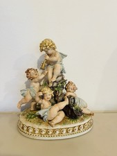 German Porcelain Cherub Figural Cornucopia Vase with Applied Flowers — listing 2