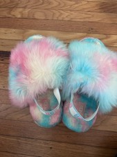 UGG Fluff Yeah Slide Slippers, Black with White Logo Strap, Women's Size 7, listing 6