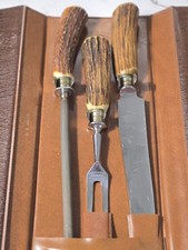 Vintage Stag Handle 2-Piece Carving Set (Knife & Fork) in Original Box