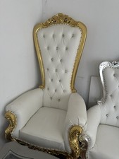 Baroque Revival Gilt-Carved Living Room Set with Blue Damask Upholstery (Multiple Pieces) — listing 5