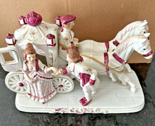 Vintage Porcelain Horse-Drawn Coach Figurine with Colonial Figures and Gold Trim — listing 6
