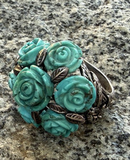 Vintage Silver Pear-Cut Turquoise Ring with Bezel Setting — listing 5
