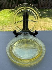 Anchor Hocking Cameo 'Ballerina' Uranium Glass Divided Grill Plate — listing 2