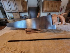 Antique Hand Saw with Carved Wheat-Motif Wooden Handle and Medallion — listing 3