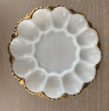 Vintage Clear Glass Deviled Egg Serving Plate, 10 inch, Thumbprint Egg Wells — listing 2
