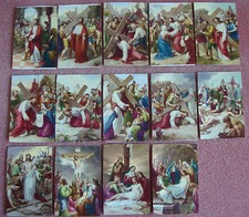 Vintage Stations of the Cross Wooden Plaques Set - Hand-Crafted Religious Wall Art with Jesus Portraits — listing 3