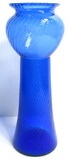 Cobalt Blue Optic Ribbed Footed Glass Vase — listing 4