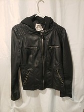 Made By Johnny Women's Faux Leather Moto Biker Jacket with Ribbed Detailing, Size L — listing 3