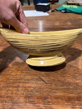 Vintage McCoy Harmony Line Oval Pedestal Planter, Orange with Combed Stripe Glaze