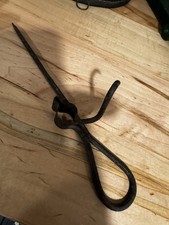 Antique Hand-Forged Wrought Iron Rushlight Holder with Candle Socket Counterbalance — listing 2