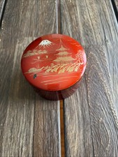 Red Lacquerware Mandala Coaster Set of 6 with Holder