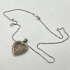 Silver-Tone Puffed Filigree Heart Pendant with Pavé Rhinestones, 1-1/2" Wide — listing 4