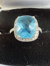 14k Yellow Gold Emerald-Cut Blue Topaz & Diamond Accent Ring, Size 5.5 — listing 3