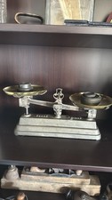 Antique Cast Iron Balance Scale with Copper Pan and Brass Beam, 1 LB Capacity Maker's mark / stamp, listing 3