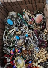 Large Lot of Costume Beaded Necklaces on Rotating Metal Display Stand