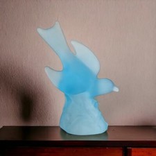 Frosted Blue Satin Glass Bluebird Figurine with Raised Wings — listing 5