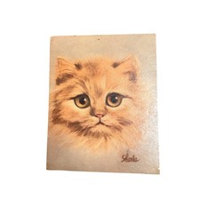 Vintage Sherle Two Kittens Lithograph Print in Ornate Silver Gilt Frame