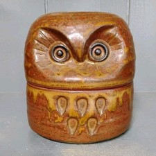 Vintage Stoneware Figural Owl Lidded Jar / Cookie Jar with Removable Hat Lid — listing 5