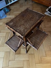 Antique Victorian Tortoiseshell Bamboo Two-Tier Side Table with Split-Bamboo Top — listing 2